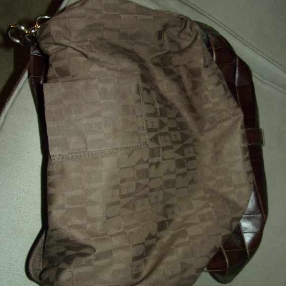 Furla Suede and Leather Embossed Shoulder Handbag - Picture 7 of 8